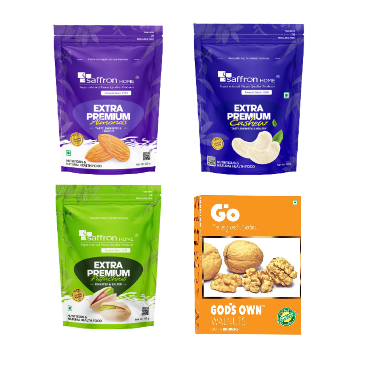 Nuts Combo - Almond, Cashew, Walnut and Pistachio